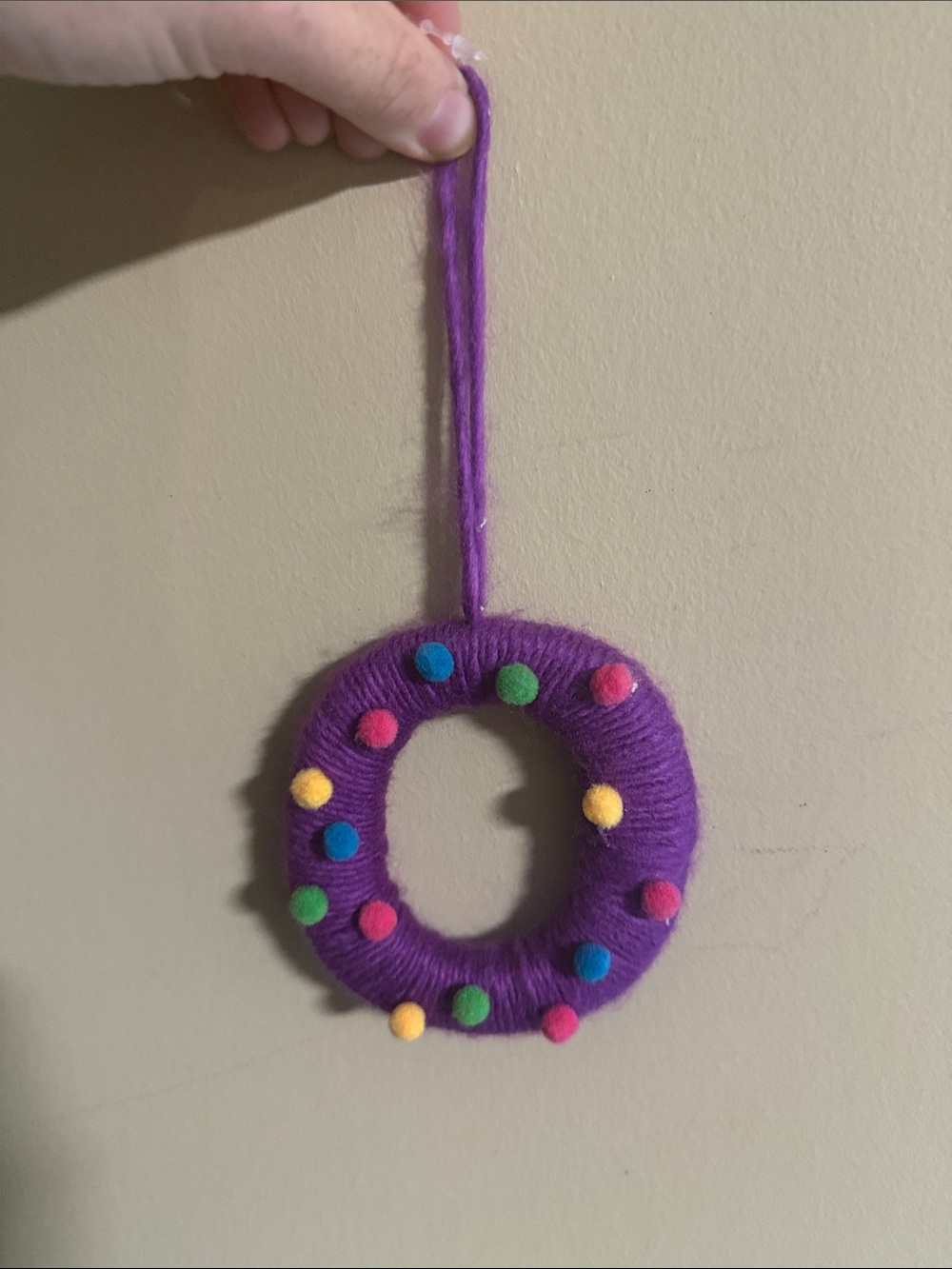 Purple  Pom-Pom ornament letter “O”